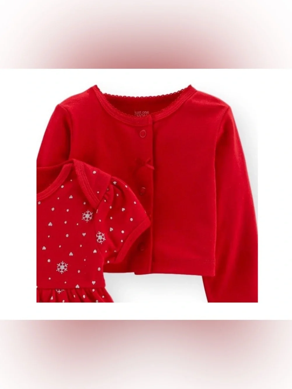 CARTER'S 2 PC SANTA DRESS & SWEATER SET -RED 9 MONTHS (NEW WITH TAGS)